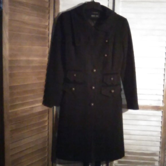 Vintage Wool-Blend Long Line Pea Coat - Picture 1 of 13